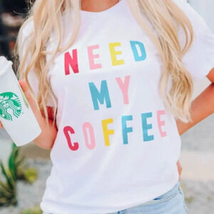 GRAPHIC NEW WOMENS WHITE TEE TOP TSHIRT GIFTS MOMS SUMMER FALL TOPS SIZE S SMALL